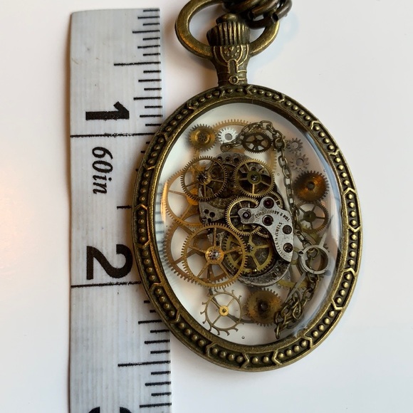 Steampunk Pocket Watch Gears necklace One of a kind Handmade - Picture 5 of 7